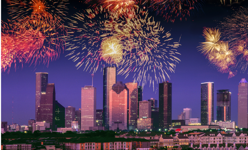 4th of July Fireworks Over Houston, TX