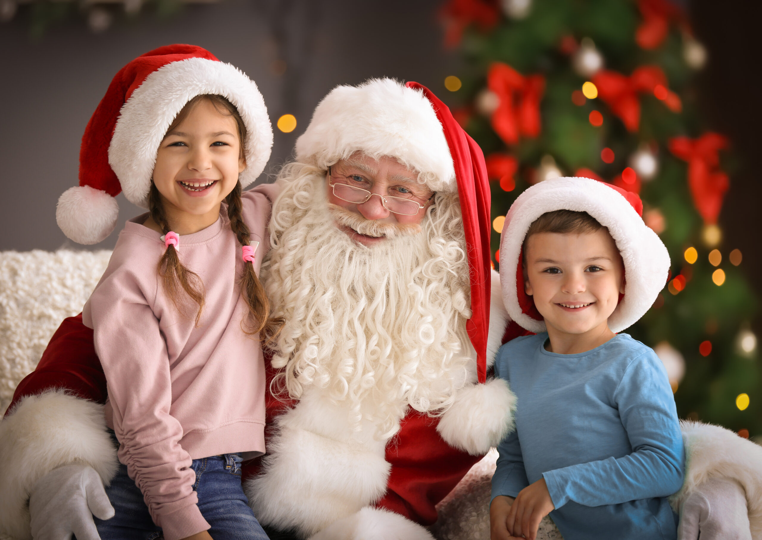 Santa Claus Posing With Children