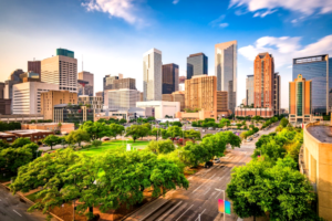 Aerial shot of downtown Houston