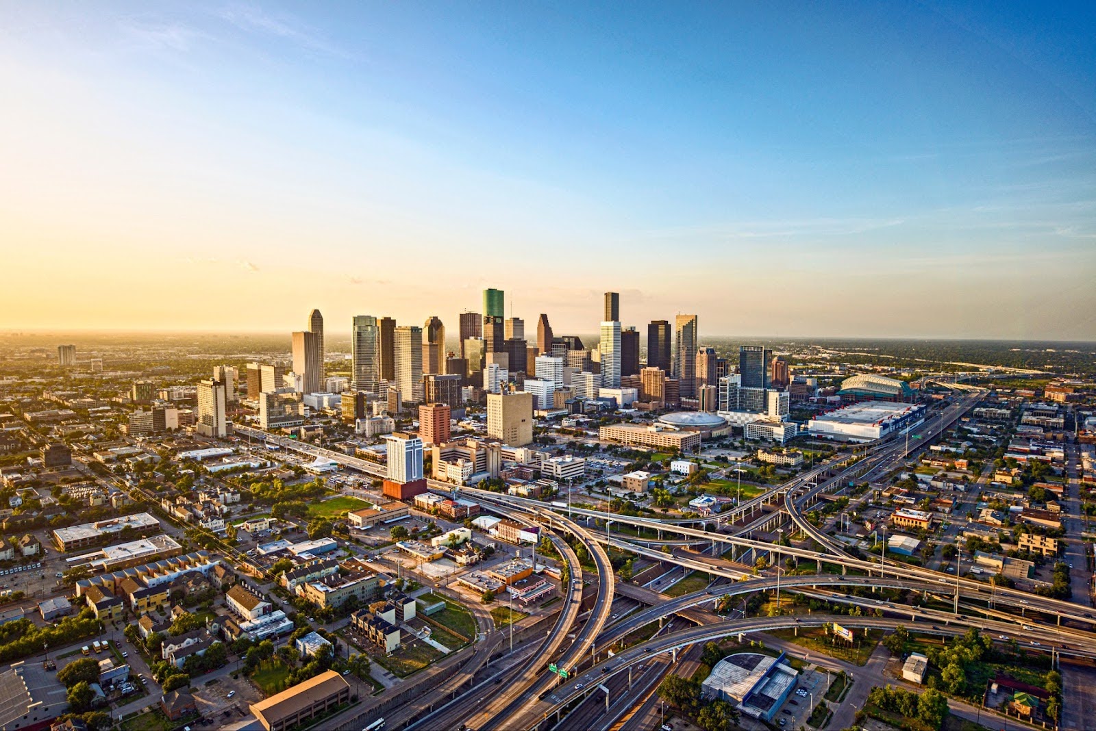 Aerial shot of downtown Houston