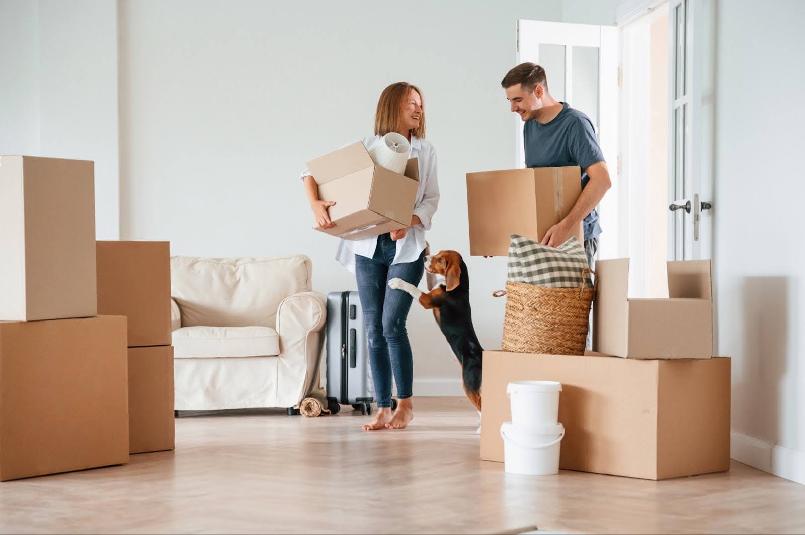 A couple moving into a new home